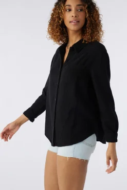 Women O’Neill Cover-Ups<LENI CRINKLE DOUBLE GAUZE BUTTON DOWN SHIRT