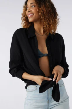 Women O’Neill Cover-Ups<LENI CRINKLE DOUBLE GAUZE BUTTON DOWN SHIRT