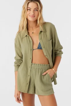 Women O’Neill Cover-Ups<LENI CRINKLE DOUBLE GAUZE BUTTON DOWN SHIRT