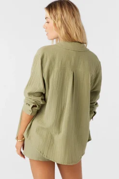 Women O’Neill Cover-Ups<LENI CRINKLE DOUBLE GAUZE BUTTON DOWN SHIRT