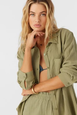 Women O’Neill Cover-Ups<LENI CRINKLE DOUBLE GAUZE BUTTON DOWN SHIRT