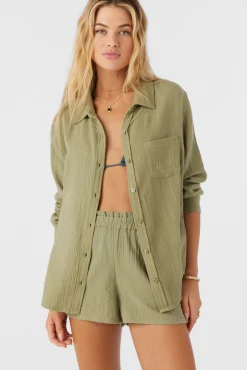 Women O’Neill Cover-Ups<LENI CRINKLE DOUBLE GAUZE BUTTON DOWN SHIRT
