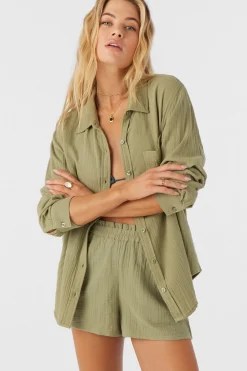 Women O’Neill Cover-Ups<LENI CRINKLE DOUBLE GAUZE BUTTON DOWN SHIRT