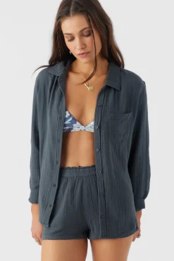 Women O’Neill Tops<LENI CRINKLE DOUBLE GAUZE BUTTON DOWN SHIRT