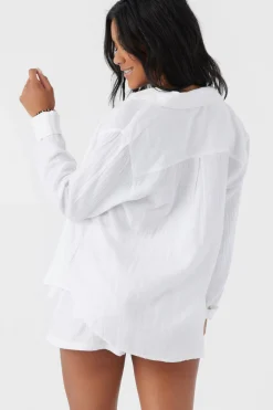 Women O’Neill Cover-Ups<LENI CRINKLE DOUBLE GAUZE BUTTON DOWN SHIRT