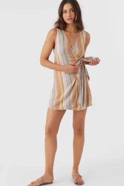 Women O’Neill Dresses<MAIZIE STRIPE WRAP MINI DRESS