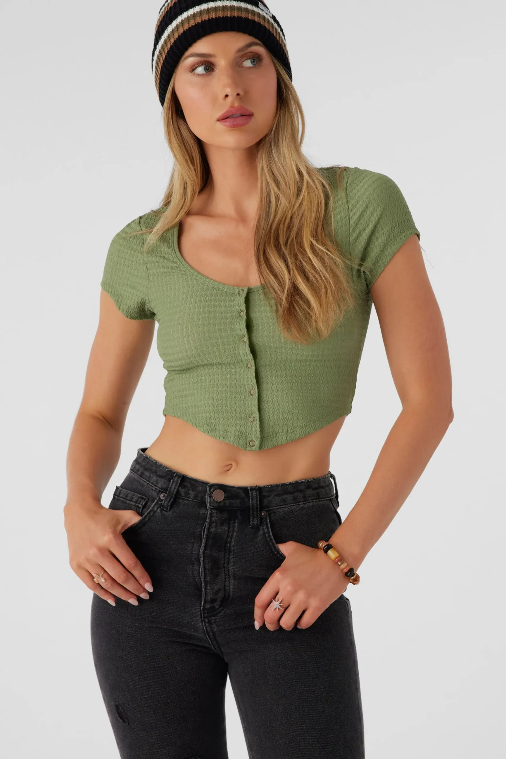 Women O’Neill Tops<MARLENA TEXTURED KNIT CROP TOP
