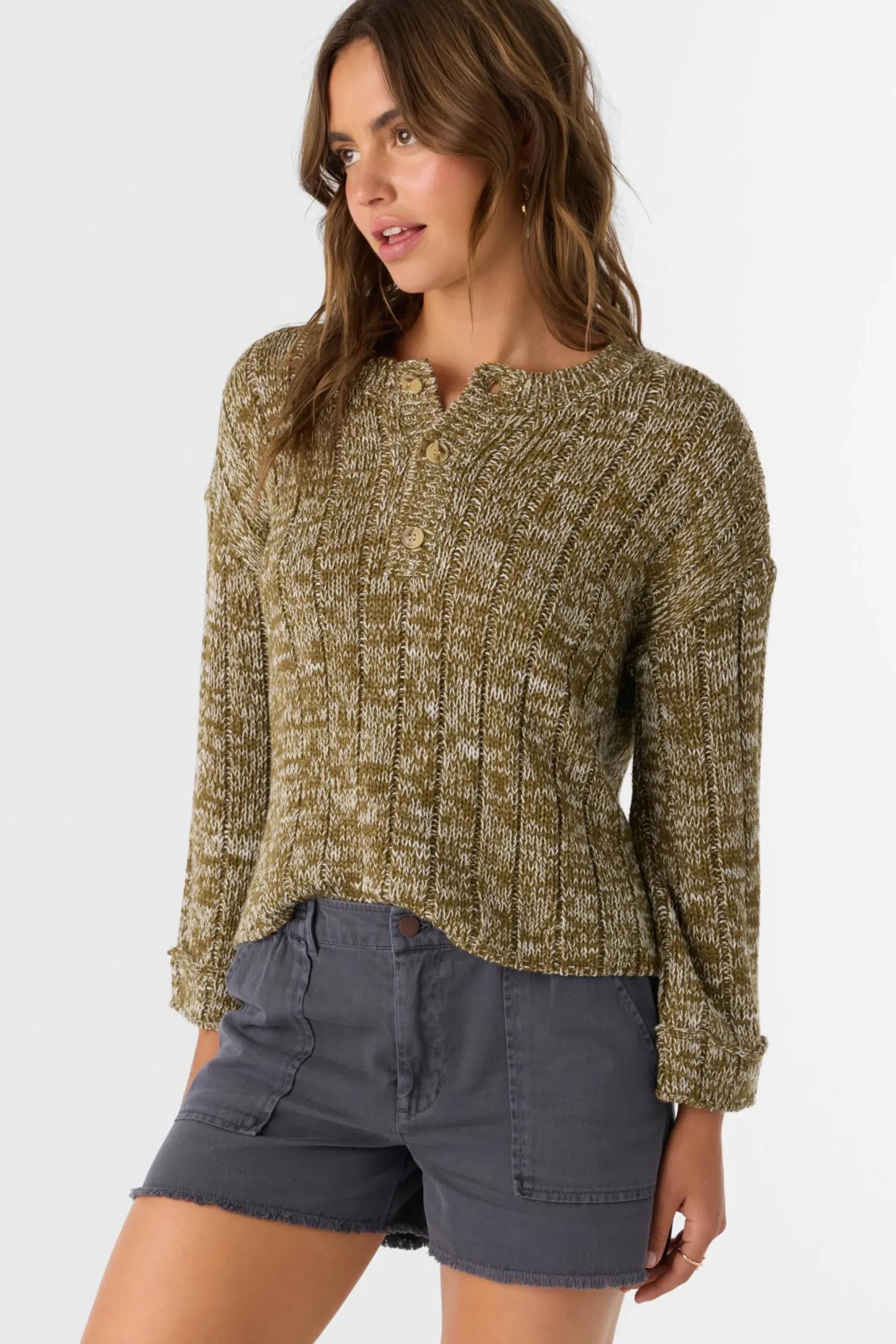 Women O’Neill Sweaters, Hoodies & Fleece<OCEANFRONT HENLEY LONG SLEEVE SWEATER