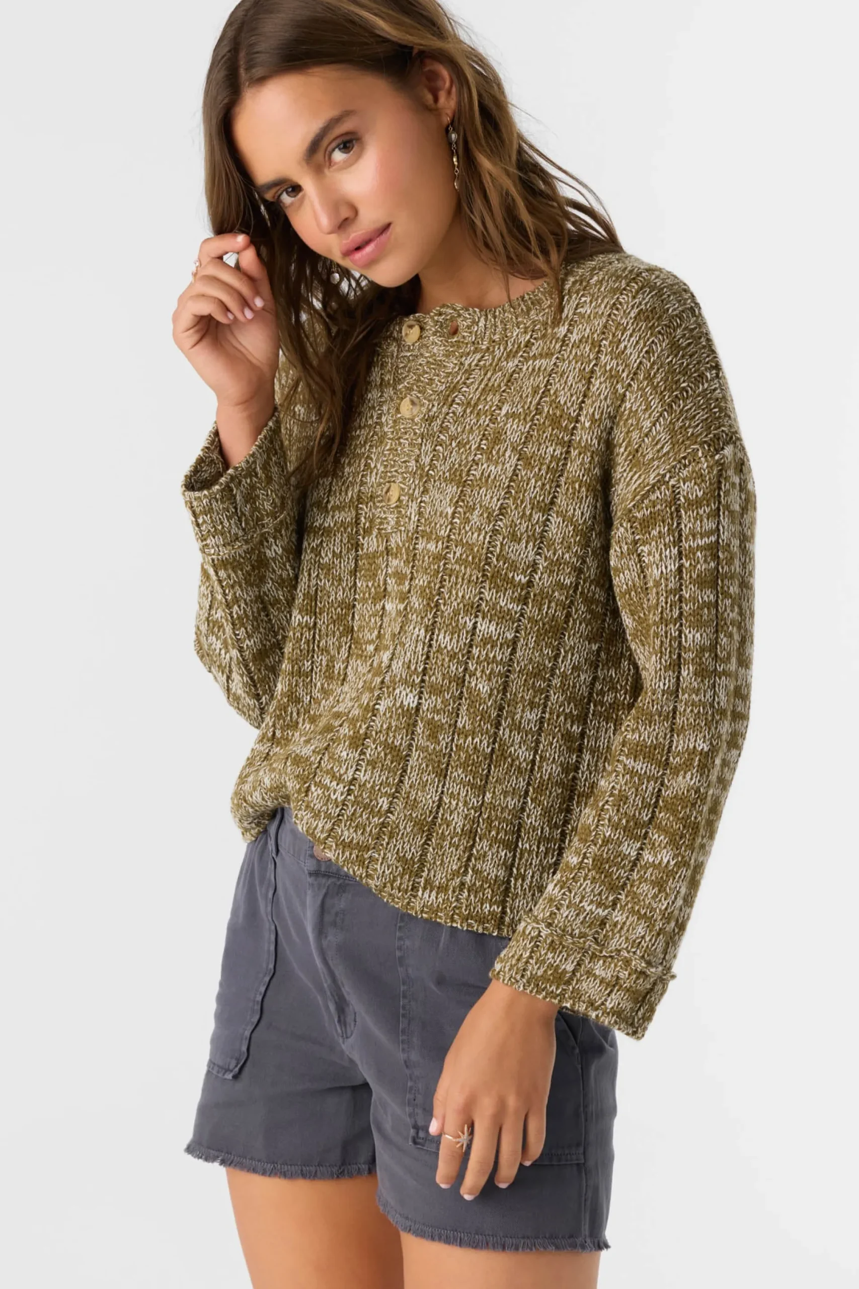 Women O’Neill Sweaters, Hoodies & Fleece<OCEANFRONT HENLEY LONG SLEEVE SWEATER