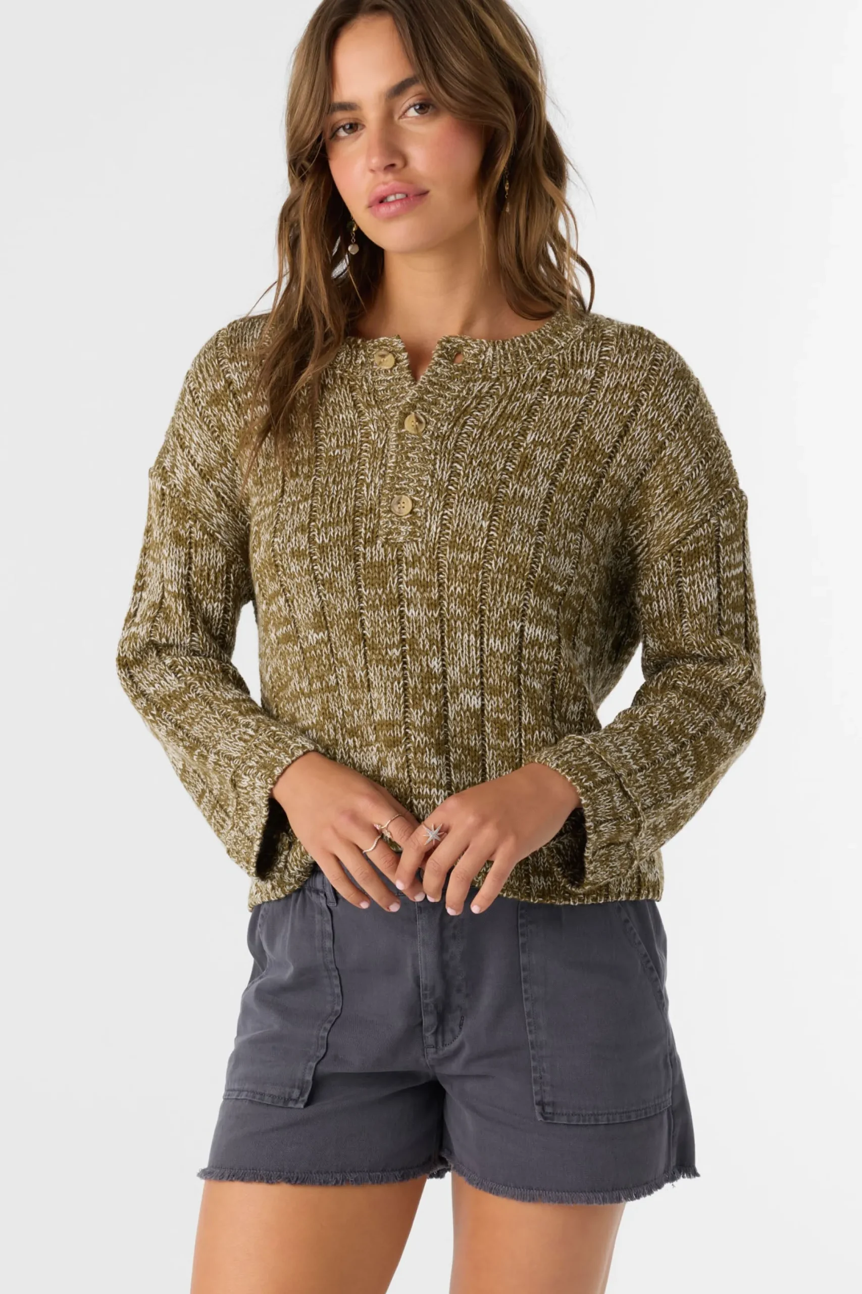 Women O’Neill Sweaters, Hoodies & Fleece<OCEANFRONT HENLEY LONG SLEEVE SWEATER
