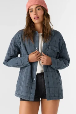 Women O’Neill Jackets<RYA QUILTED OVERSIZED FIT SNAP FRONT JACKET