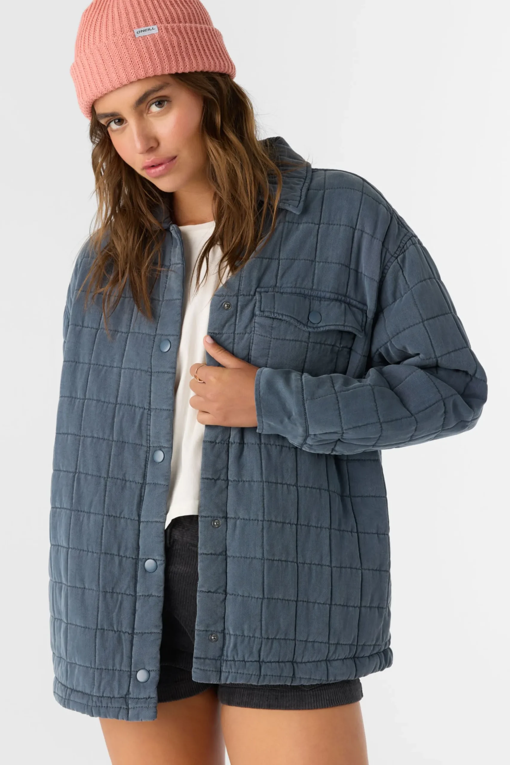 Women O’Neill Jackets<RYA QUILTED OVERSIZED FIT SNAP FRONT JACKET