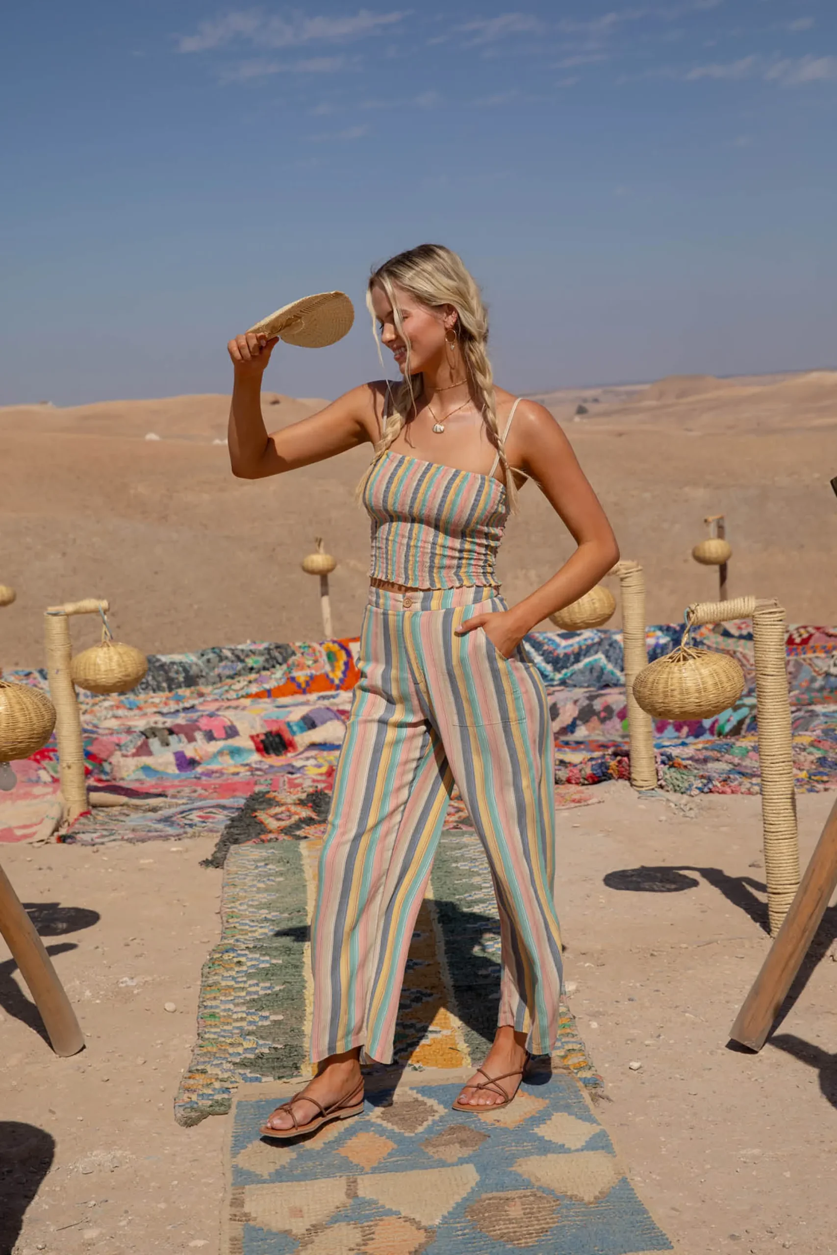 Women O’Neill Bottoms<RYLAN BEACHBOUND STRIPE WIDE LEG PANTS