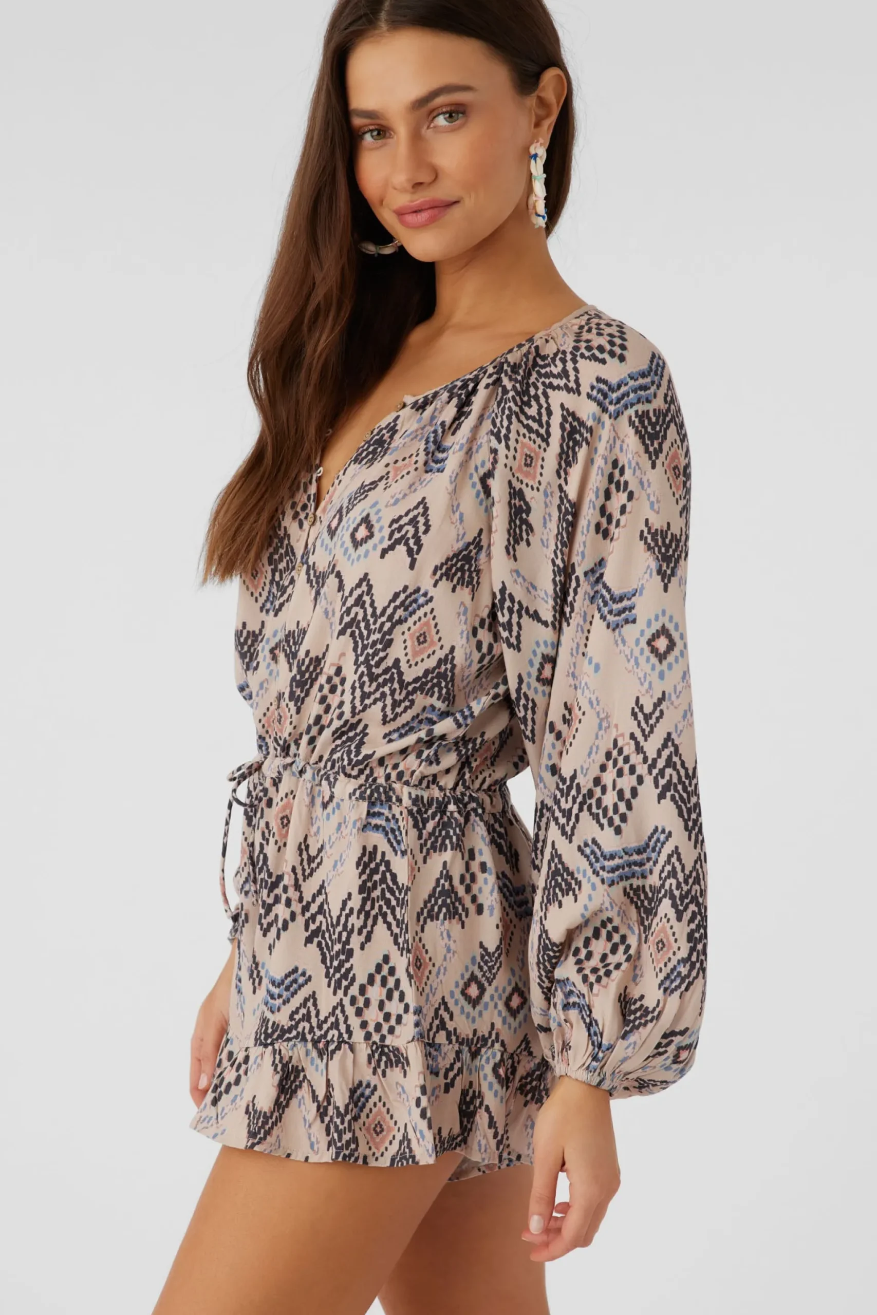 Women O’Neill Jumpsuits & Rompers<SCARLETTE PALMER PRINT LONG SLEEVE ROMPER