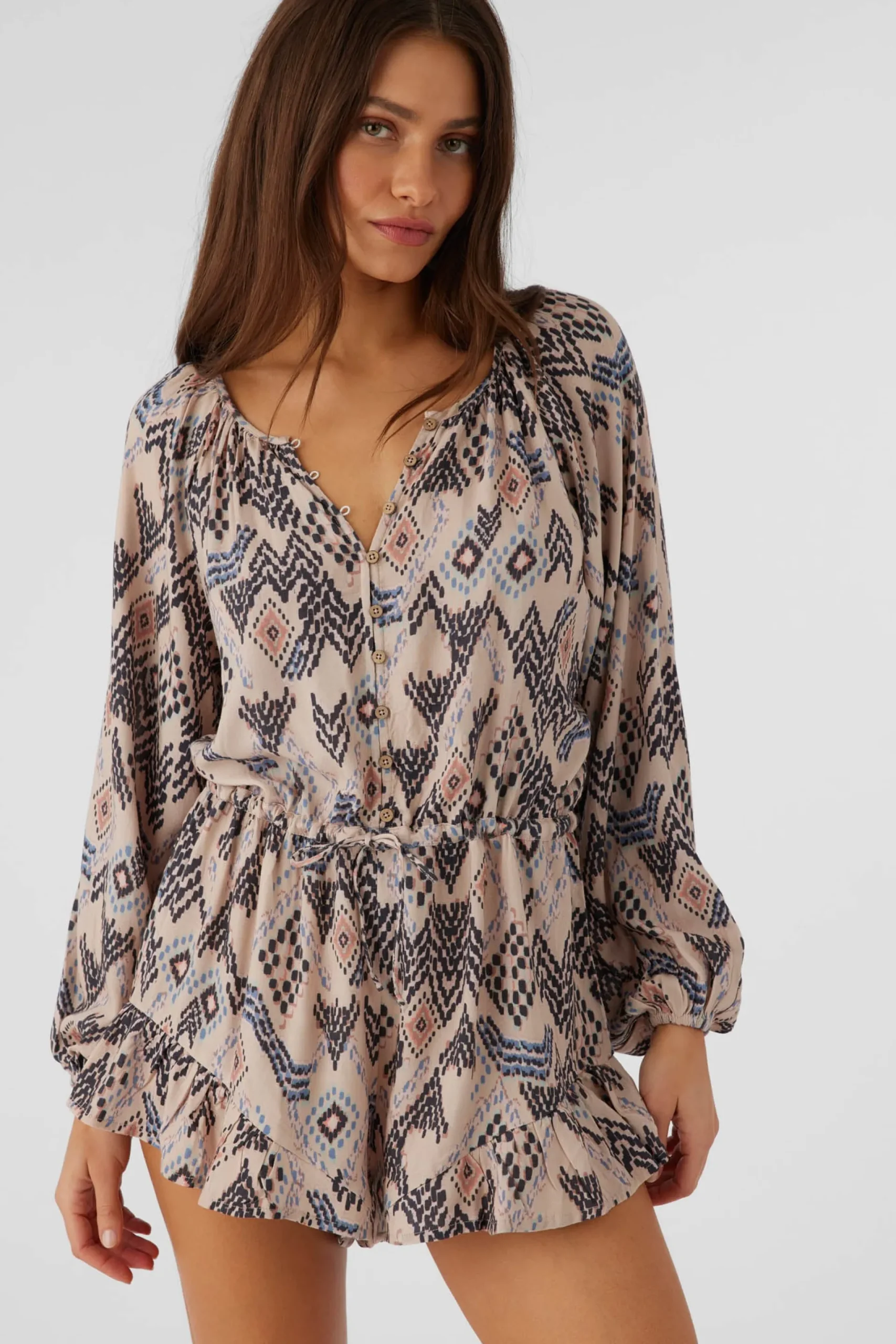 Women O’Neill Jumpsuits & Rompers<SCARLETTE PALMER PRINT LONG SLEEVE ROMPER