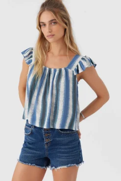 Women O’Neill Tops<SYNDIE FADE STRIPE RUFFLE SLEEVE TOP