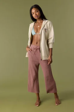 Women O’Neill Bottoms<TOUR WAFFLE KNIT CROPPED LOUNGE PANTS