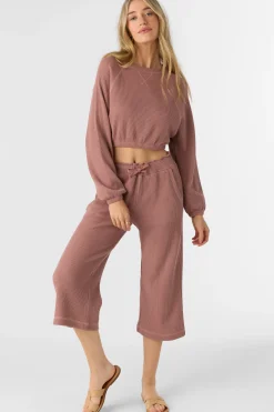 Women O’Neill Bottoms<TOUR WAFFLE KNIT CROPPED LOUNGE PANTS