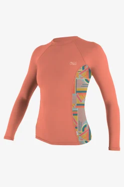 Women O’Neill Uv Protection Rash Guards<WOMEN'S PRINT L/S RASH GUARD